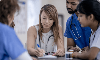 Group of doctors consulting each other