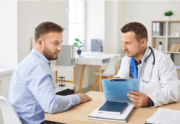 Two doctors consulting each other