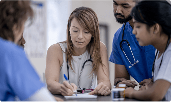 Group of doctors consulting each other